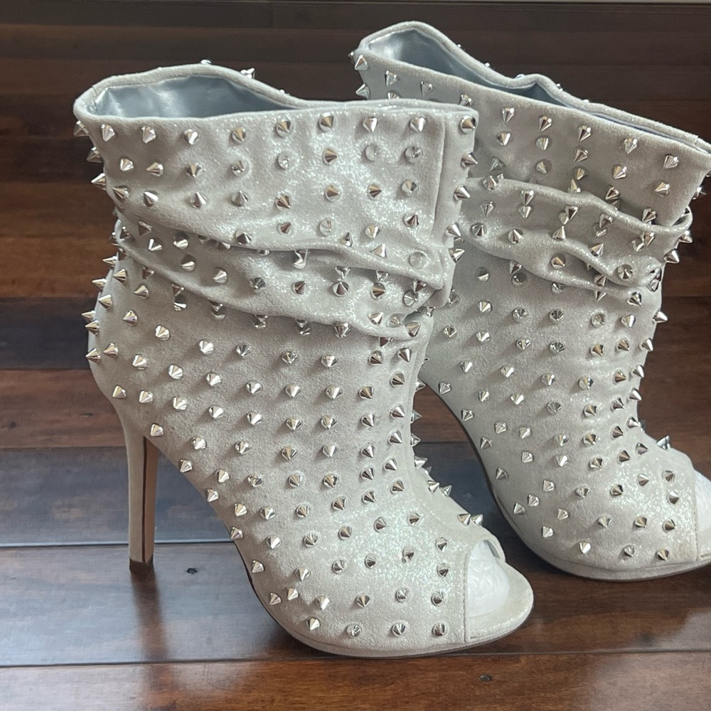 Liliana Maxim Stiletto Open Toe Spiked Boot